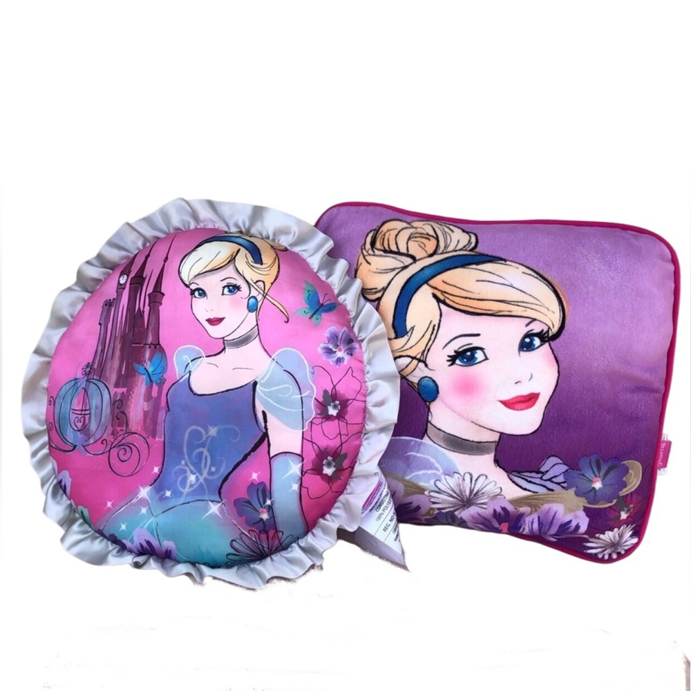 Disney Princess Cinderella Set Of 2 Pink Purple Decorative Throw Pillows